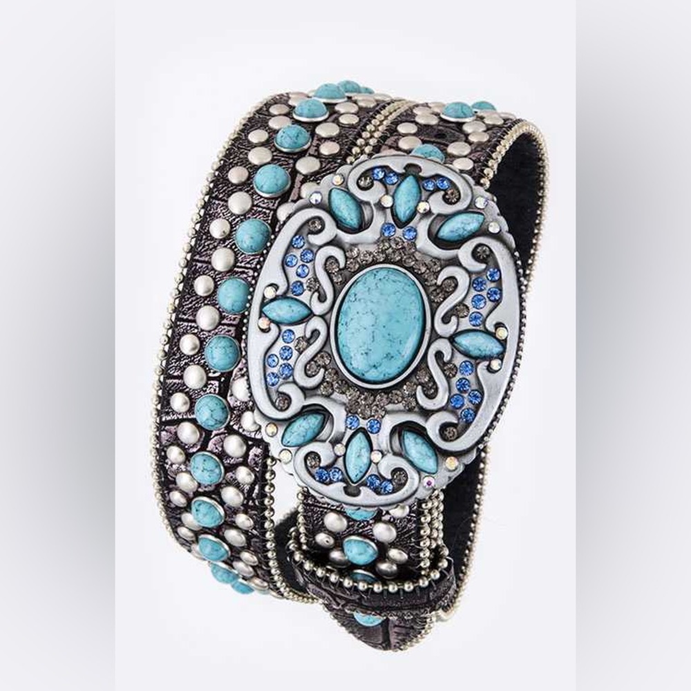 Unisex Genuine Leather Rodeo Concho Western Statement Belt